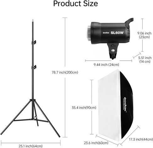 Godox SL200WIII 215W LED Video Light,95600Lux Bowens Mount Continuous Photography Lighting,5600K Daylight Balanced Studio Light,CRI≥96 TLCI≥97,8 Pre-Programmed Lighting Effects with APP Control in Kuwait
