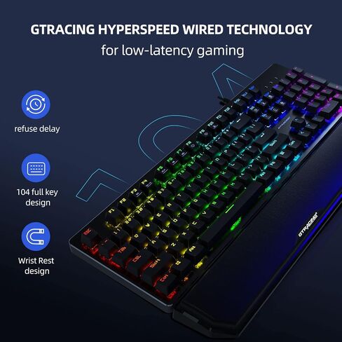 GTRACING Mechanical Gaming Keyboard 60% Colorful Backlit Wired Ultra Compact 61 Keys Mini for Computer PC Laptop Windows Type-C Blue Switches GT882 in Saudi Arabia