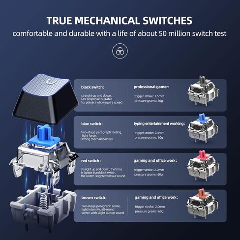 GTRACING Mechanical Gaming Keyboard 60% Colorful Backlit Wired Ultra Compact 61 Keys Mini for Computer PC Laptop Windows Type-C Blue Switches GT882 in Saudi Arabia