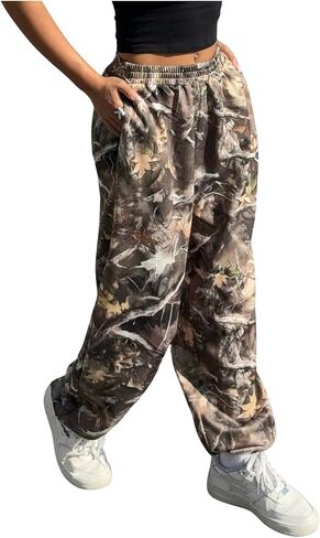 MakeMeChic Women's Camo Jogger Baggy Pants Elastic Waist Casual Loose Athletic Sweatpants with Pockets in Kuwait