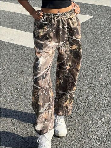 MakeMeChic Women's Camo Jogger Baggy Pants Elastic Waist Casual Loose Athletic Sweatpants with Pockets in Kuwait