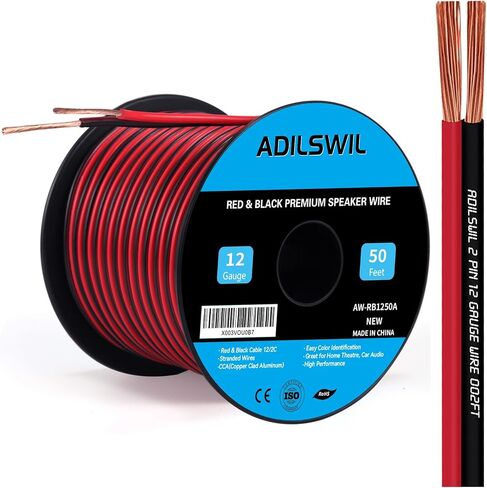 ADILSWIL 100FT 18 مقياس سلك مكبر الصوت كابل 18/2 AWG CCA 2 موصل سلك الجهد المنخفض سلك أحمر أسود DC 12V / 24V ستيريو الصوت ضوء مسرح سلك السيارة CL2 سلك كهربائي للتوصيل والتمديد in Kuwait