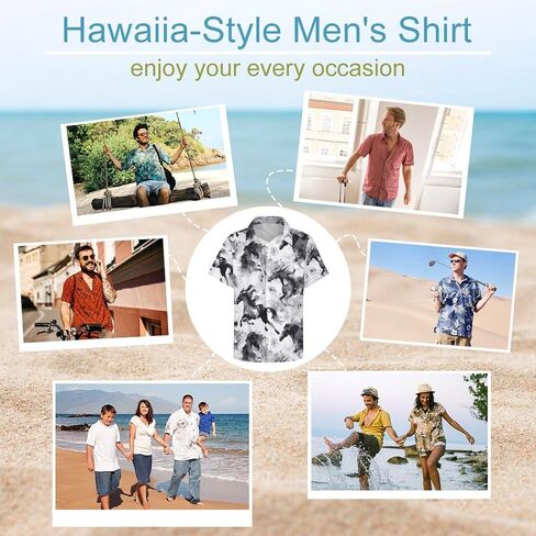 Men's Vintage Ink Horse Printed Shirt Casual Hawaiian Shirts Button Down Shirts Short Sleeve in Saudi Arabia