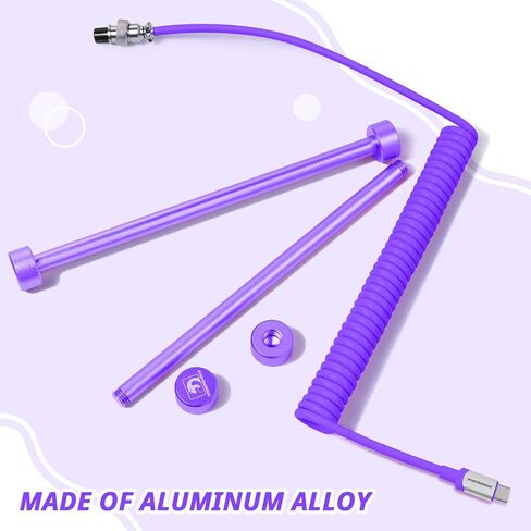 كابل لوحة مفاتيح ملفوف، كابل USB-C للوحة المفاتيح الميكانيكية، كابل Apex Pro مخصص من النوع C إلى USB-A Aviator كابل مزدوج الأكمام مع موصل طيران معدني مطلي بالذهب للوحة مفاتيح الألعاب - أبيض in Saudi Arabia