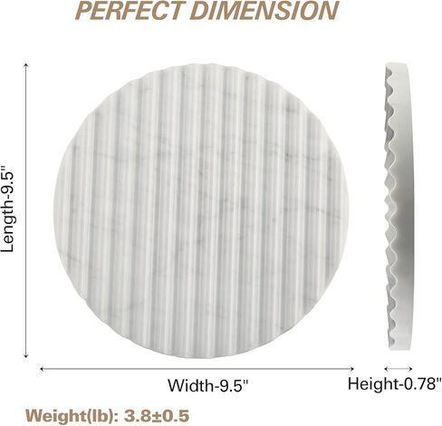 Koville Italian Natural Marble Trays for Decor, 9.5" Round Stone Decorative Trays with Stripe Grooves, Wave-Shaped Surface Serving Tray for Home, Multi-Purpose Entryway Catchall Tray (Bianco Carrara) in Saudi Arabia