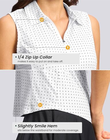 G Gradual Women's Golf Shirts Lightweight 1/4 Zip Collared Tank Top Sleeveless Polo Shirts for Tennis Pickleball Casual in Kuwait