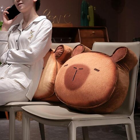 Ditucu Capybara Stuffed Animal Cute Capibara Napping Throw Pillows Soft Cushion Plush Decorative Gifts for Kids Brown 15.7 inch Dark Brown in Saudi Arabia