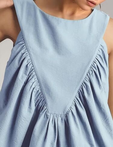 Tanming Womens Sloblum Peplum Top Swing Tank Lours in Saudi Arabia