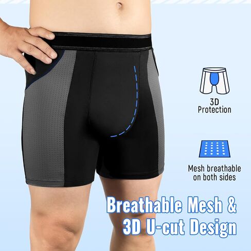 Carer Mens Incontinence Underwear for Bladder Leak Protection 80ML Incontinence Underwear for Men Washable Breathable Leak Proof Underwear for Men Urinary Incontinence Boxer Shorts (Black/Blue, L) in Saudi Arabia