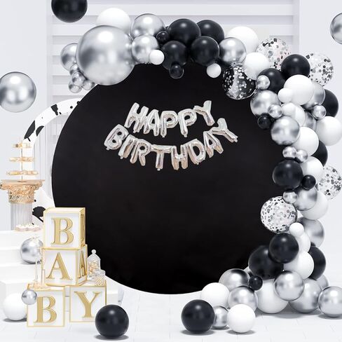 White Round Backdrop Cover 6x6ft Polyester Circle White Birthday Party Backdrop Photoshoot Baby Shower Wedding Photography Background Decor in Kuwait