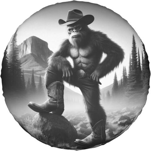 Cowboy Bigfoot Spare Tire Cover, Wheel Covers Tire Protector Weatherproof Dust-Proof Universal Fit for Rv Spare Tire Cover Trailer SUV Camper Vehicle 16 in in Kuwait