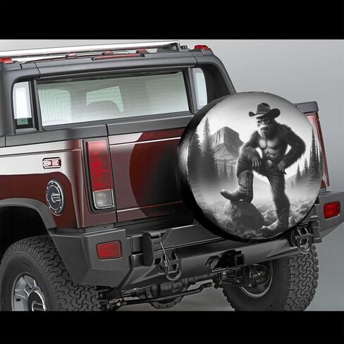 Cowboy Bigfoot Spare Tire Cover, Wheel Covers Tire Protector Weatherproof Dust-Proof Universal Fit for Rv Spare Tire Cover Trailer SUV Camper Vehicle 16 in in Kuwait