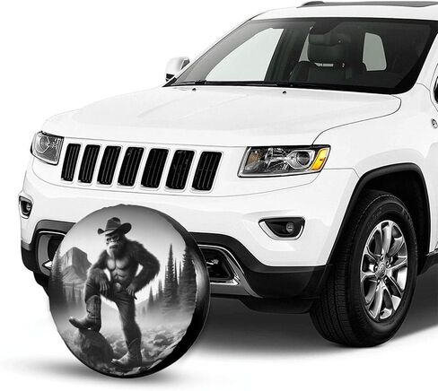 Cowboy Bigfoot Spare Tire Cover, Wheel Covers Tire Protector Weatherproof Dust-Proof Universal Fit for Rv Spare Tire Cover Trailer SUV Camper Vehicle 16 in in Kuwait