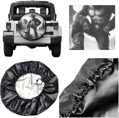 Cowboy Bigfoot Spare Tire Cover, Wheel Covers Tire Protector Weatherproof Dust-Proof Universal Fit for Rv Spare Tire Cover Trailer SUV Camper Vehicle 16 in in Kuwait