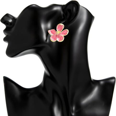 Flower Earrings for Women Large Statement Earrings for Women Gold Big Floral Earring Unique White Green Blue Pink Flower Stud Earring Fancy Trendy Jewelry in Saudi Arabia