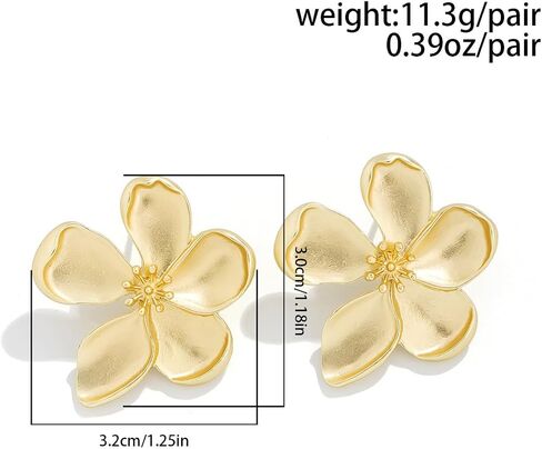 Flower Earrings for Women Large Statement Earrings for Women Gold Big Floral Earring Unique White Green Blue Pink Flower Stud Earring Fancy Trendy Jewelry in Saudi Arabia
