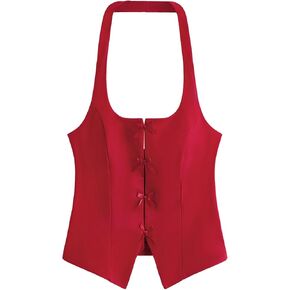 Milumia Women Women's Halter Crop Top Y2K Bow Front Out Out Out Out Out Out Tank Tops