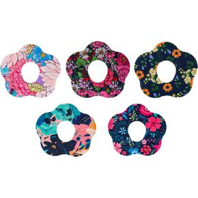 25pcs Adhesive Over Patches for Dexcom G7, Waterproof Breathable Fabric Flower Overpatch Covers with Hole for CGM Tape Protection, Floral Shape Sensor Stickers Compatible with Dexcom G7 Accessories