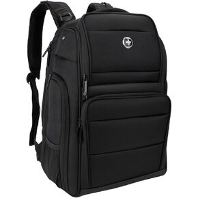 Swissdigital Design Massaging Business Backpack for Men with USB Charging Port,Large Capacity Water Repellent Work Computer Backpacks Fits 15.6 Inch Laptop, Black | SENSOR
