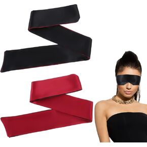 2pcs Satin Sleep Mask,Silk Blind Folds Blockout Light Soft Adjustable Eye Mask Sleep,Comfortable Blindfold and Hand for Women Men(150cm/59inch)