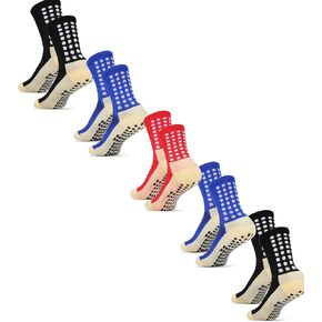 Men's Soccer Socks - Non Skid Anti Slip Socks for Football Basketball Hockey Rugby Sports 5 Pair
