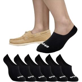 سبيري للرجال 6 حزم اللاعب Hugger No Show Socks ، الجوارب غير المنقولة لأحذية القوارب ، وبطانات منخفضة غير مرئية مع قبضة الكعب