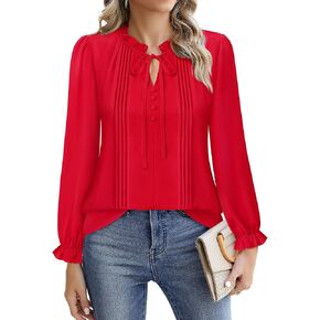Timeson Women's Business Casual Tops Long Sleeve Work Blouses Chiffon Office Shirts