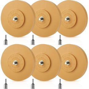 6 PCS Decal Remover Eraser Wheel with Adapter, 4 Inch Rubber Eraser Wheel for Drill Adhesive Remover Wheel Decal Remover Tool Sticker Remover Tool, Removes Pinstripe Stripe Vinyl Tape Graphic