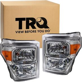 TRQ Headlight Assembly Set Headlights Compatible with 2011-2016 Ford F-250 Super Duty F-350 Super Duty F-450 Super Duty F-550 Super Duty FO2502290 FO2503290