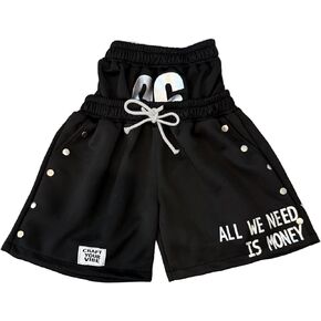 Men's Y2K Graphic Drawstring Shorts Double Waisted Gothic Grunge Vintage Hip-Hop Casual Streetwear Short Pants