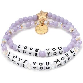 Love You More and Love You Bracelet Set, The Original Word Bracelet, Made with Colorful Beads and Plated Brass Hardware, Handcrafted Design & Positive Message, Size XS and XXS