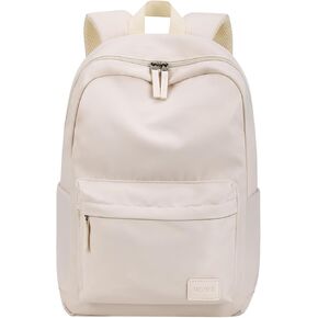 HOMIEE Lightweight Casual Laptop Backpack Fits 15.6 Inch Computer, Water-Resistant Small Daypack Cute Unisex Bookbag for College Work Travel, Beige