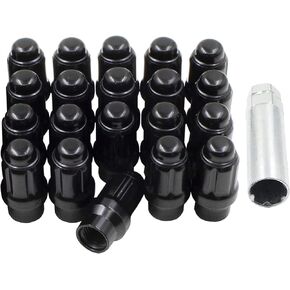 Wheel Accessories Parts Set of 20 Lug Nut Small Diameter Narrow Extended Thread (ET) Spline Lug Nut Kit (Black, M14x1.50) - Fits Dodge Durango, Toyota Tundra, Jeep Grand Cherokee in Saudi Arabia
