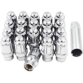 Wheel Accessories Parts Set of 20 Lug Nut Small Diameter Narrow Extended Thread (ET) Spline Lug Nut Kit (Black, M14x1.50) - Fits Dodge Durango, Toyota Tundra, Jeep Grand Cherokee