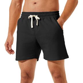 Nimenjoja Mens 5.5 "صالة شورتات القطن الرياضي الشورتات مريحة بيجاما مع جيوب عميقة لا سحاب
