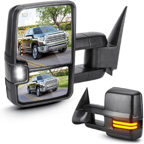 مرايا القطر لـ Chevy Avalanche 1500 2500 02 ، Silverado 1500 2500 3500 HD 1999-02 ، ل GMC Sierra 2001-02 ، Tahoe Yukon 00-02 تم تسخين الطاقة مع إشارة LED LED للضوء المتطورة