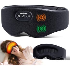 Heated Eye Mask with Sleep Headphones, Sleep Mask with White Noise, Heated Eye Masks for Dry Eyes Relief & Migraine, 1200mAh Rechargeable Bluetooth Sleep Mask for Men Women Gift