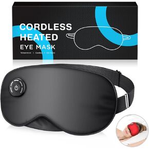 Heated Eye Mask Cordless, USB Eyes Heating Pad, Eye Massager Mask for Sleeping, Electric Warm Eye Compress for Dry Eyes, Relief Stye, Blepharitis, Chalazion, Sleep Mask Gift for Men Women