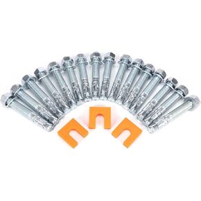52 Pcs Car Lift Install Kit with 16 Pcs M20 (3/4") x 5-1/2" Wedge Anchor Bolts and 36 Pcs 3/64" Orange Leveling Shims, For 2 Post 4 Post Car Lift Precise Leveling Installation