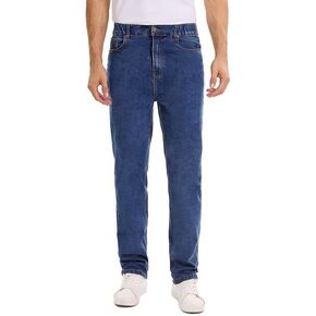 Men's Elastic Waist Jeans Stretch High Waisted Denim Jean Pants with Zipper and Button