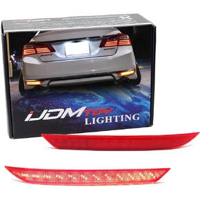 Ijdmtoy Oe-Spec Red Lens Full LED مصابيح عاكس مصدٍ منخفضة متوافقة مع 2016-2017 Honda Accord سيدان ، تعمل كذيل ، فرامل ، مصابيح الضباب الخلفي وإشارة بدوره متتابعة.