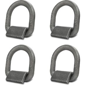 Heavy Duty Weld-On Forged D-Ring, 1/2" D-Ring Trailer Tie Down Ancho for Trailer Truck Cargo RV ATV Tiedowns Farm Applications and More MBS:12000lbs,4-Pack