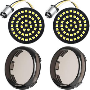 Pbymt جديد 1157 LED دراجة نارية الأمامية الإشارات المصابيح 2 بوصة الأضواء رصاصة مع أغطية العدسة المدخنة مناسبة لهارلي ديفيدسون جولة داينا ناعم سبورتستر شارع الجليد الجليد الجليد الحديد 883 ، 2pcs