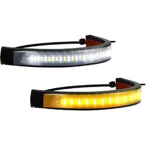 2PCS دراجة نارية مرنة LED LED ضوء الإشارة ، وتبديل اللون الأبيض بلون أبيض و AMBER شوكة الإشارة وميض الإشارة ، و DRL مقاوم للماء الشريط الخفيف أثناء دراجة نارية للدراجات النارية