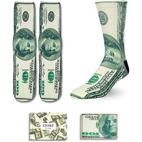 Zmart Funny 3D Print Socks - Novelty Dollar Socks for Men Women, Money Gifts