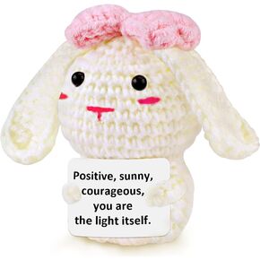 Positive Crochet Animals Bunny Gifts, Handmade Crochet Tiny Bunny Emotional Inspirational Gifts Ideas for Women, Friends, Christmas and Birthday Gift, Bunnies Decor