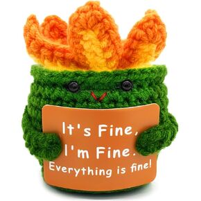 Emotional Support Dumpster Fire Positive Crochet Office Gifts for Coworkers Friends Women Men Funny Office Desk Decor Accessories Stress Relief Work Bestie Gifts