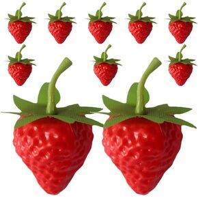 10 Pcs Red Artificial Strawberries Decoration,Plastic Fake Lifelike Simulation Realistic Strawberry Artificial Fruits Decoration Prop for Home Kitchen Decoration Artificial Plants and Flowers