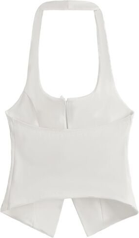 Milumia Women's Backless Halter Crop Top Y2K Bow Front Cut Out Sleeveless Going Out Tank Tops in Saudi Arabia