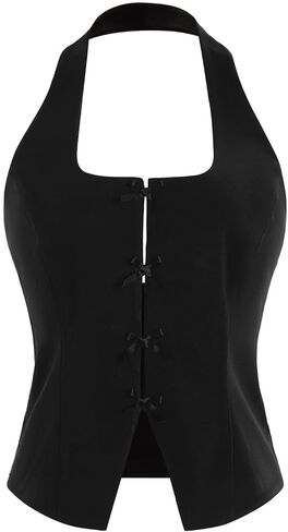 Milumia Women's Backless Halter Crop Top Y2K Bow Front Cut Out Sleeveless Going Out Tank Tops in Saudi Arabia